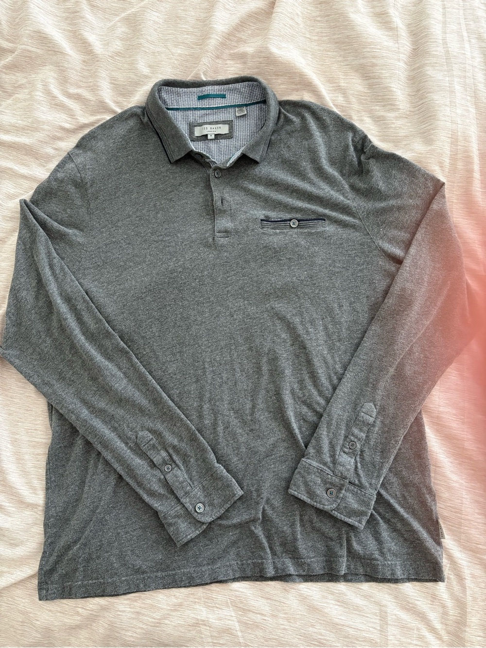 Ted Baker Charcoal Grey Long-Sleeve Polo